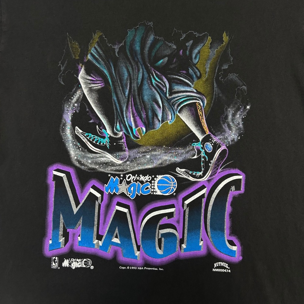 Vintage Orlando Magic Wizard Double Sided Tshirt Men Large Nutmeg Mills 1993 90s - Picture 10 of 11